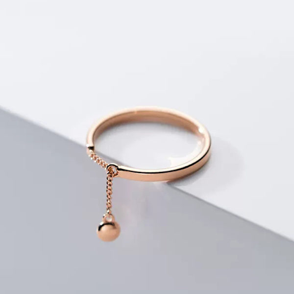 Chain Tofs Ring Justerbar Enkelt Mode Dam Party Ring J Rose Gold
