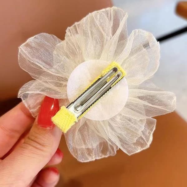 Mesh Flower Børnehårclips Sweet And e Princess Style Sid Pink