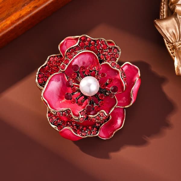 Mode Nitade Rhinestone Blomsterbroscher För Kvinnor Kappa Smycke A4