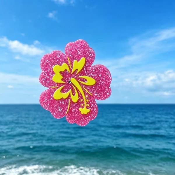 Delfiini eläin hiusklipsi kimalteleva sininen delfiini vaaleanpunainen hibiskus kukka A2