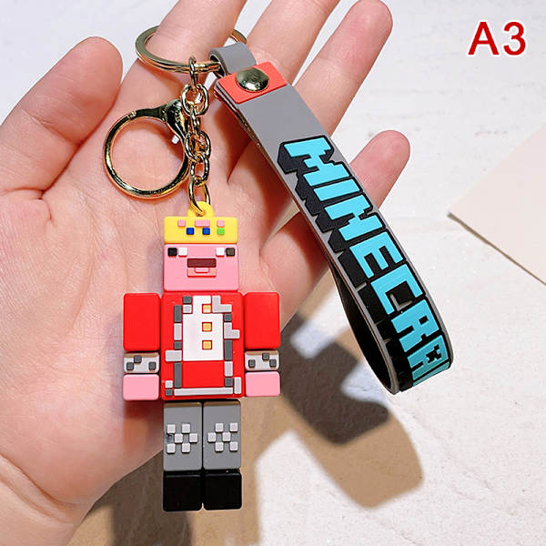 Nyt 3D-spil Minecraft PVC nøglering Ainme Steve Creeper My World A3