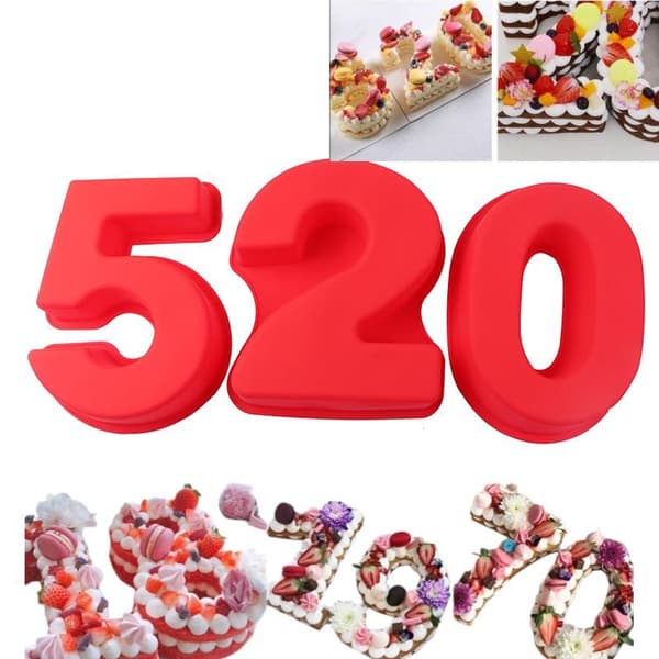 1 stk store silikon 3D tall kakeformer 10 tommer tall bakeformer 3