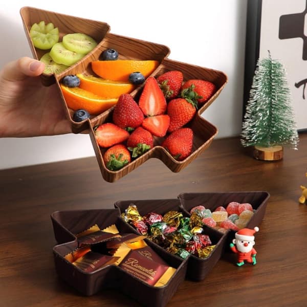 Julgranssnackstallrikar 3 fack Trädformad bricka God Jul A1