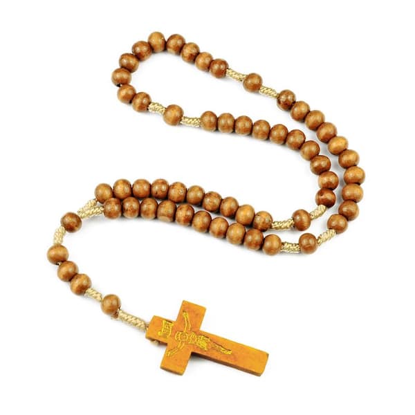 Religiöst träkorsarmband för kvinnor män träböneärlor A7