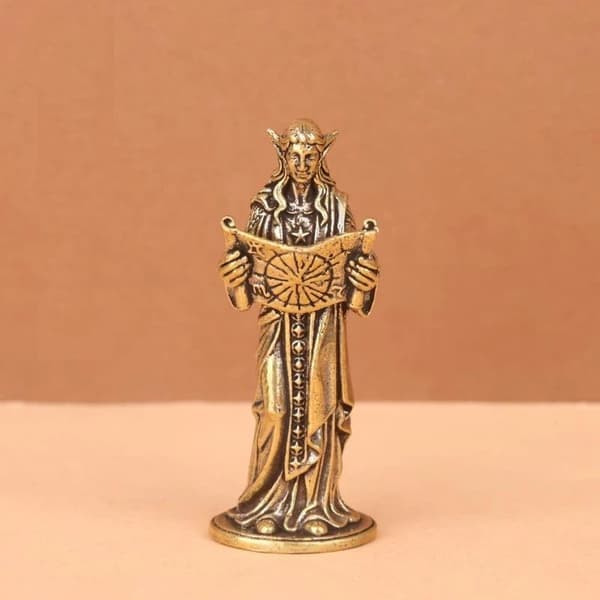 Messing Alveprofetstatue Utsøkt Detaljert Utskjæring Vintage Finish
