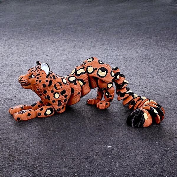 3D-printet snøleopardmodellsimulering med flere bevegelige dyr A4