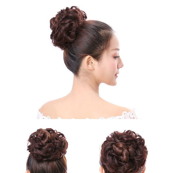 Syntetisk hårbolle paryk Hestehale hårforlængelse Scrunchie Elasti 5