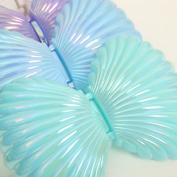 1 stk. Farverig e Shell Plast Slikæske MakeUp Smykkeopbevaring B Lake blue