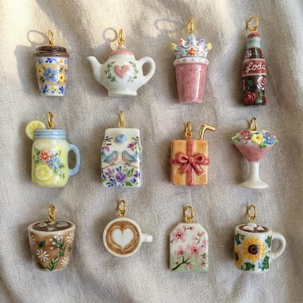 Mini koppar dryckesberlocker kaffekoppshänge för DIY-halsband B A2