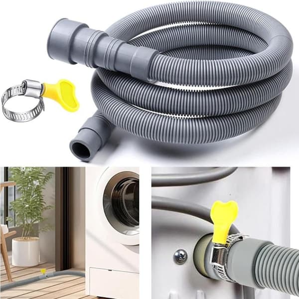 1M/1.5M/2M Vaskemaskine Afløbsslange Vask Afløbsrør Send Klemmen Grey2M