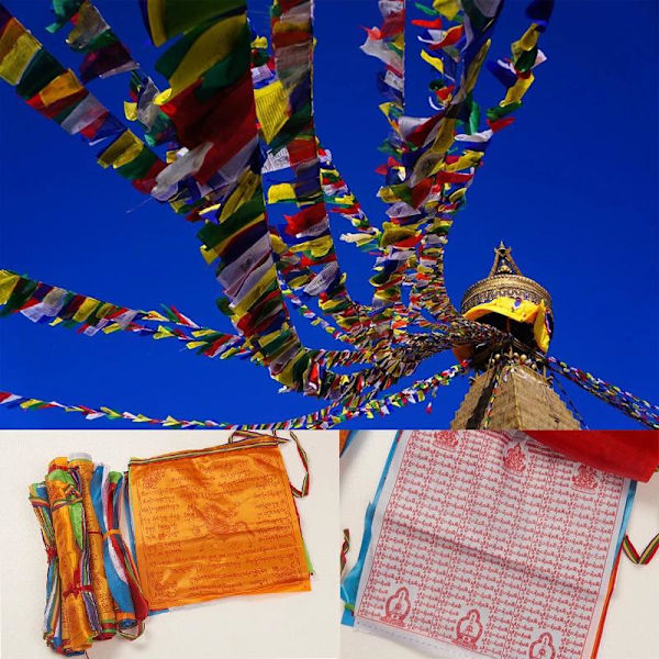 Religiös flagga tibetansk buddhistisk böneflagga Tibet Lung Ta Banne Multicolor