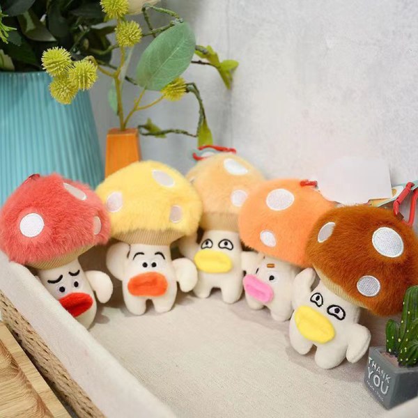 12CM Little Mushroom Pendant Toys Kawaii Plush Toy Doll Bag Des Light yellow