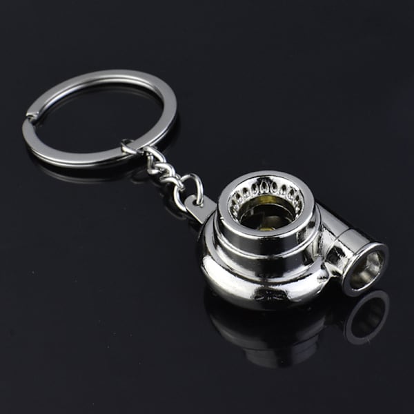 Mini Turbo Turboahdin avaimenperä Spinning Turbine Avaimenperä Silver