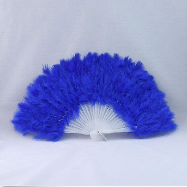 9 färger Ny kostym Bröllop Showgirl Dans Fällbar Hand Feathe Blue