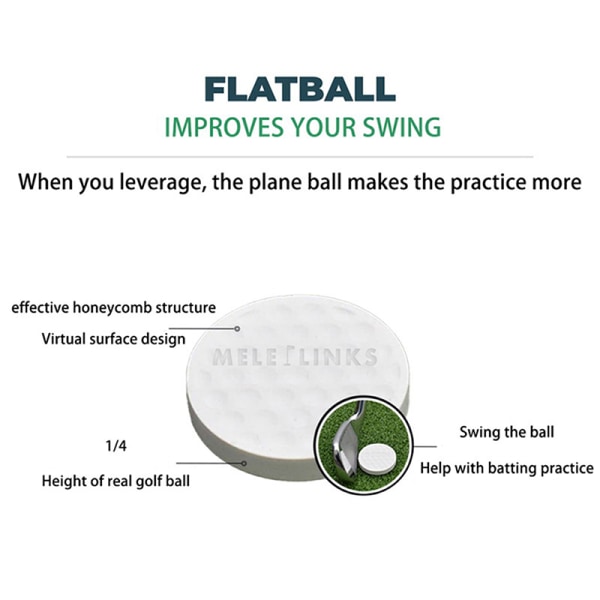 Golf Flat Ball Swing Practice Golfballer Bærbar Flat Golf Bal