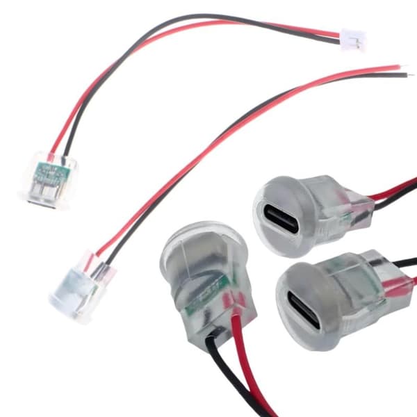 5/10 st honkontakter transparent 2-stifts USB Type-C med LED B 5pcs