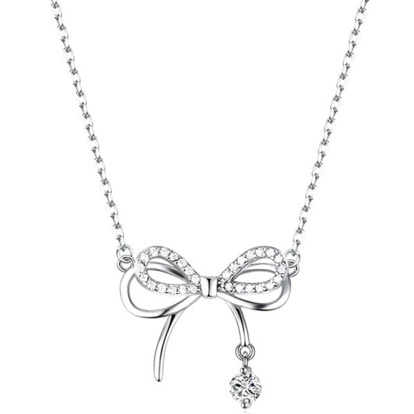 Zircon Bow Knot Anheng Halskjede for kvinner Design Elegant n Fas