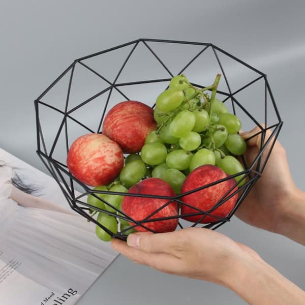Fruktkorg i tråd för skrivbordet, ihålig förvaringskorg för snacks Black S