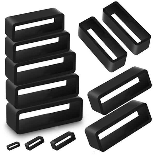 7 Størrelse Sort Silikone Urrem Holdebøjle Loop Gummi Bu 22mm