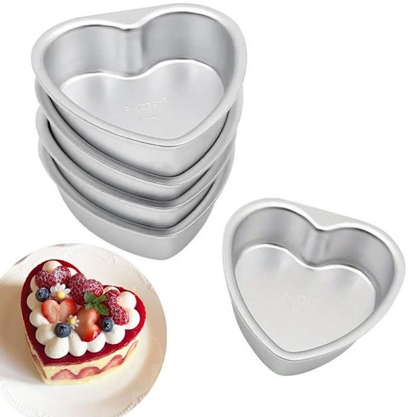 3 tommer hjerteformet kageform med solid bund i aluminiumslegering