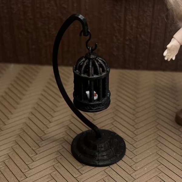 Mini PLA Kreativitet Liten Fågelbur Prydnad Mikrolandskap Docka A2