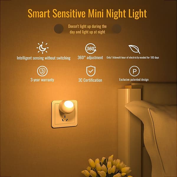 360° LED Natlys Sensor Blødt Lys Babyfodring Øjenbeskyttelse White light 1pc