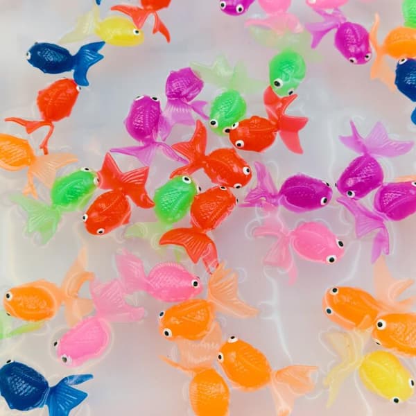Simulering Guldfisk Legetøj Blød Gummi Farvet Guldfisk Model Vand 10pcs with 1pc net