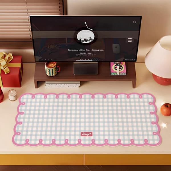 Rutete musematte stor rosa blå stilige musematter A2