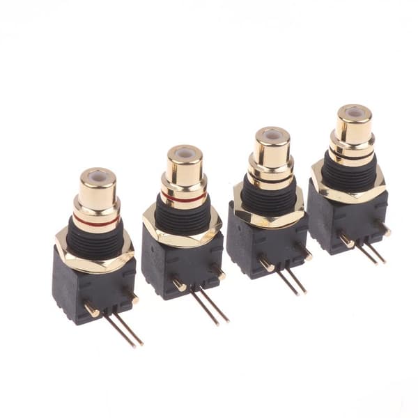 2/4 stk RCA hunnkontakt PCB panelmonteringsadapter rettvinklet Di 2Pairs