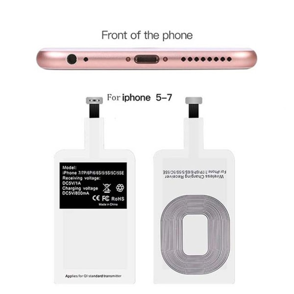 Stöd Micro USB Typ C Qi trådlös laddare Adapter Induktion A