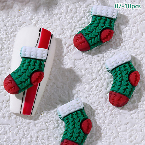 10 kpl Christmas Resin Nails Art Decor 3D Charms -kynsikoristeita 07