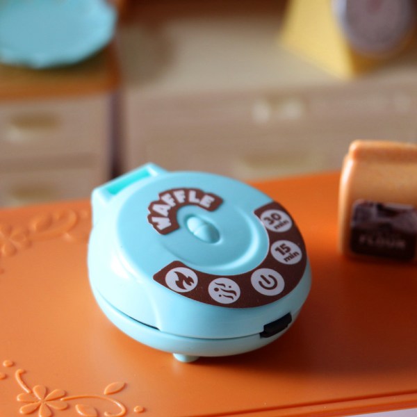 Dockskåp Kökstillbehör 1:12 Mini Waffle Brödrost Set Mod Blue