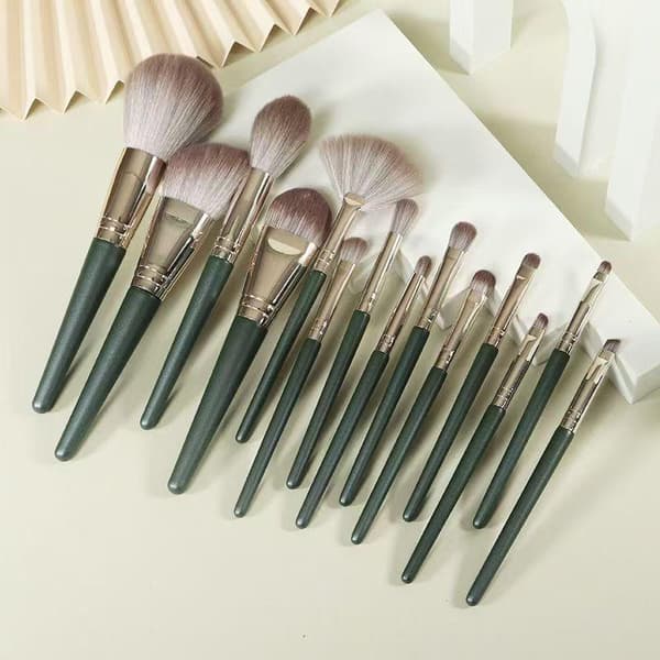 14 stk. makeupbørster, bløde, luftige makeupredskaber, kosmetisk pudder E A3