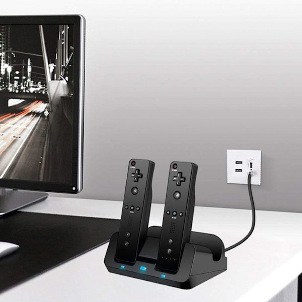 Ladestation Lader Dock til Wii U fjernbetjening Gamin black