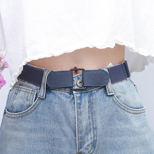 Spennefri elastisk usynlig belte jeansbelte uten spenne Ea Black