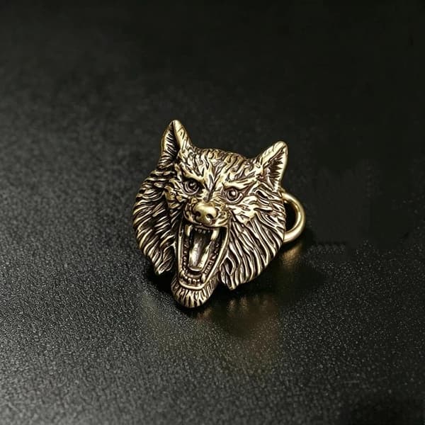 Mässing Varg Conchos Skruvmaterial Djurhuvud Design Läder 1pc