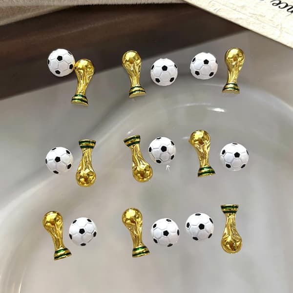 5/10 stk. VM Fodboldtrofæ Neglekunst Charms Premium Legering V A1 5PCS