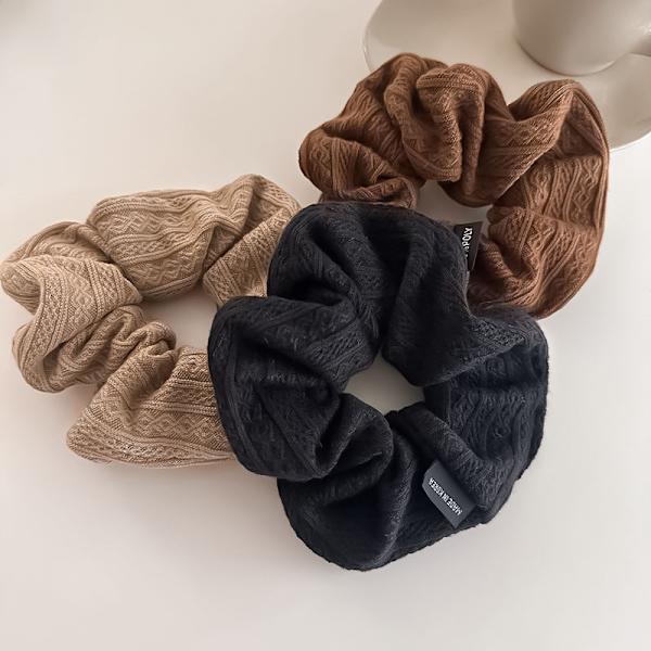 Mode stickad ull Scrunchie Elastiskt hår rep Hår Accessori Light brown