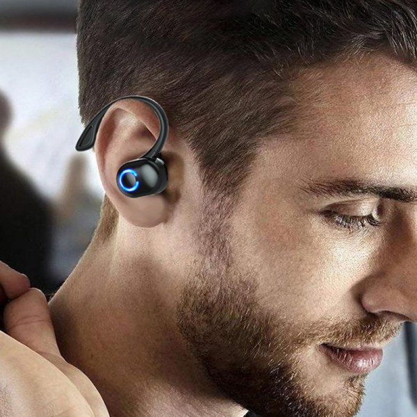 Trådlösa hörlurar Bluetooth 5.0 hörlurar med mikrofon Single In- Black