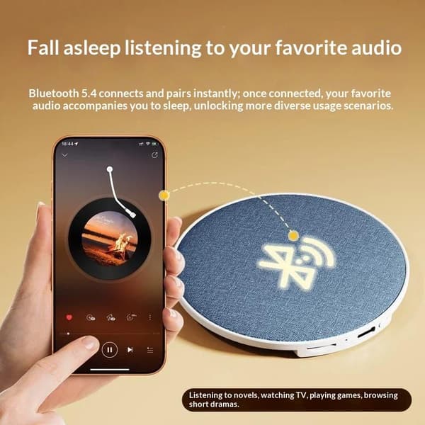 Bluetooth 5.4 Sovehjelpshøyttaler Mini Putepute Side Musikkspiller H