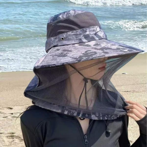 Fiskehat Myg Insektmiddel Netmasker Anti UV Hat Un A1
