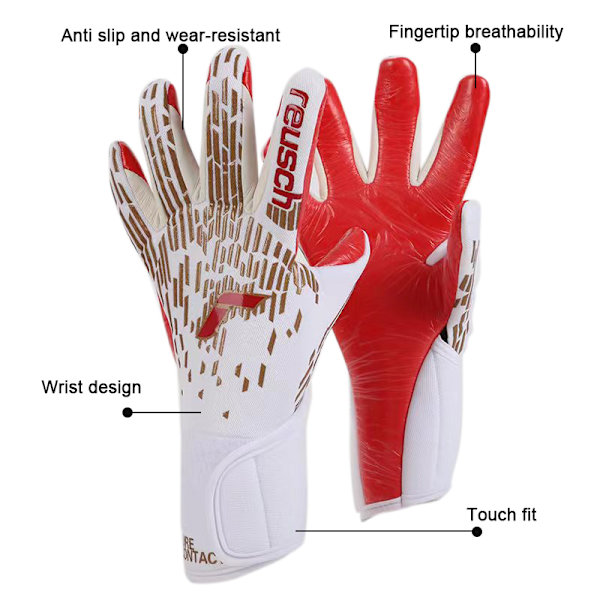 Latex slidstærk og skridsikker specialiseret fodboldmålmand White red Size 9