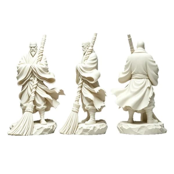 1 stk Zen Oriental Munkefigur Flytende Kappe Te-rom Meditasjon