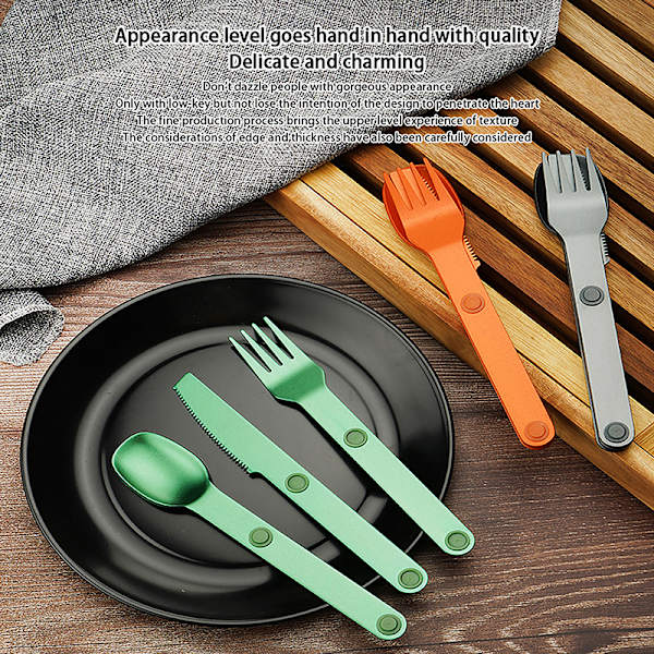 3 STK Bærbar campingutstyr Sett Connect Magnetic Fork Spoon Orange