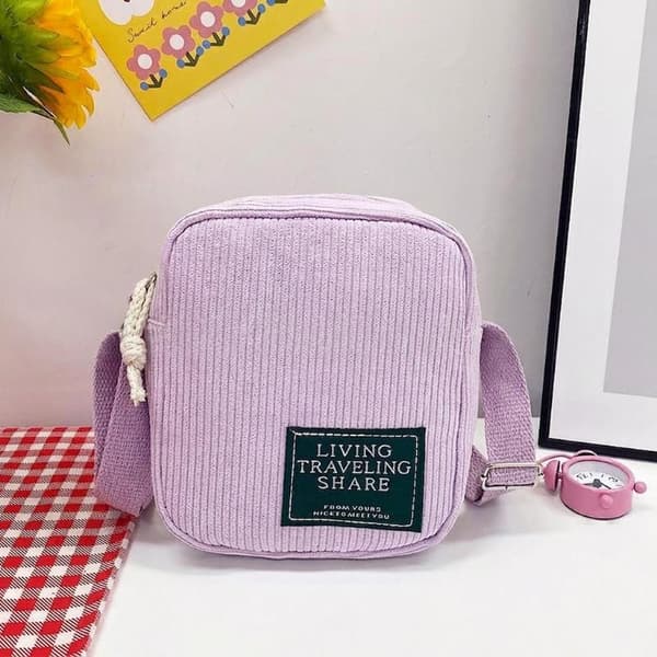 Fløjls Mini Crossbody Taske Med Justerbar Rem Multi Farve O A1