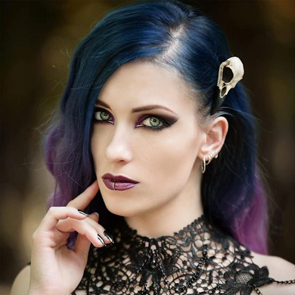 Goth Fashion Simulering Skjelett Kråkehode Hårnål for kvinner Ho Black