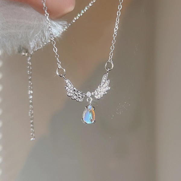 Mote Angel Fairy Wings anheng halskjede kjede skinnende clavic