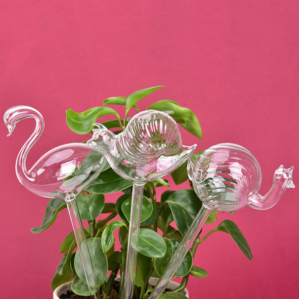 1 kpl Glass Flowers Water Feeder Self Watering Bird Design Wate Bird