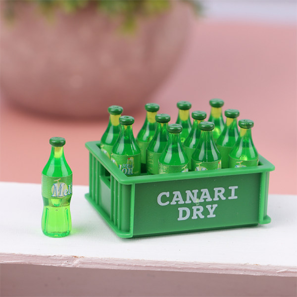 1sett 1:12 Dukkehus Miniatyr brus drikkeflaske m/oppbevaringsboks L Green