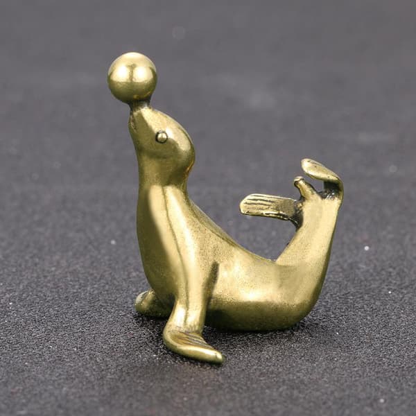 Mässingssjölejonfigur med vintagehantverksdesign och balans A2